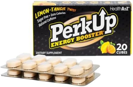 HealthA2Z® PerkUp® Energy Booster, Natural Caffeine 50mg, B Vitamins, Melt-in-Mouth Cubes, Sugar Free, Zero Calorie, Energy, Focus & Productivity