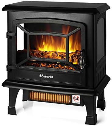TURBRO Suburbs TS20 Electric Fireplace Heater, Freestanding Fireplace Stove with Realistic Dancing Flame Effect - CSA Certified - Overheating Safety Protection - Easy to Assemble - 20" 1400W Black