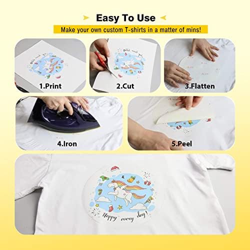 A-SUB Iron On Heat Transfer Paper for Light T-Shirts 20 Sheets 8.5x11 inch