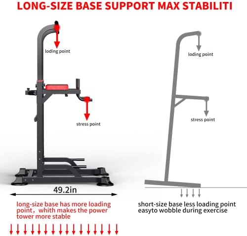Power Tower Dip Station Workout equipment Pull up Bar for Home Gym Adjustable Height Strength Training Fitness Excercise Equipment,Load 450LBS