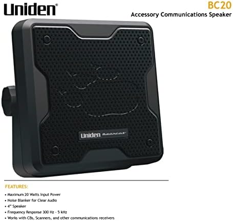 Uniden (BC20) Bearcat 20-Watt External Communications Speaker. Durable Rugged Design, Perfect for Amplifying Uniden Scanners, CB Radios, and Other Communications Receivers ,Black