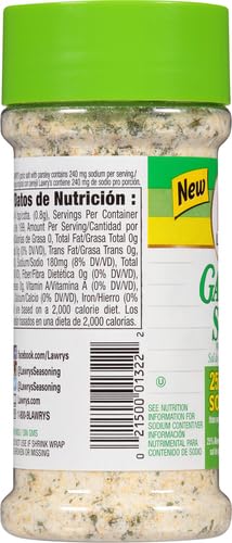 Lawry's 25% Less Sodium Garlic Salt With Parsley, 5.62 oz