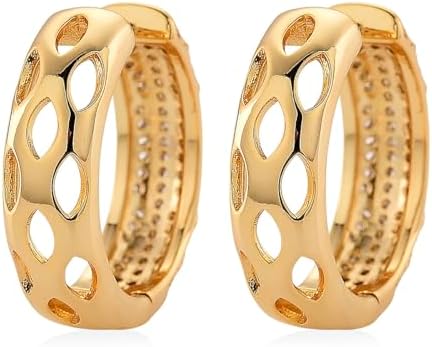 Cubic Zirconia Hoop Earrings in Goldtone