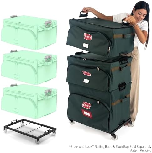 (Green Christmas Ornament Storage Box with Dividers) - Deluxe Ornament Keeper - Holds 72 Ornaments up to 4 Inches in Diameter | 3 Removable Trays with Separators | Acid-Free Fabric Lining