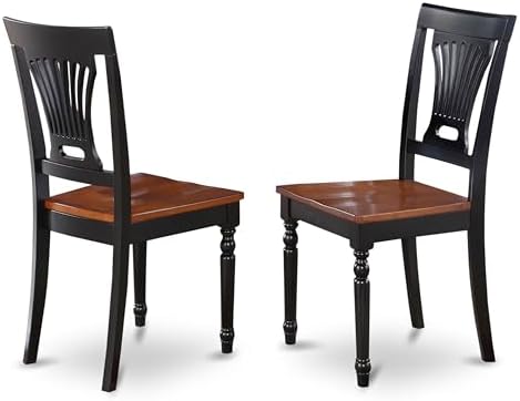 East West Furniture PVC-WHI-W Plainville Dining Chairs - Stylish Back Wood Seat Kitchen Chairs, Set of 2, Buttermilk & Cherry