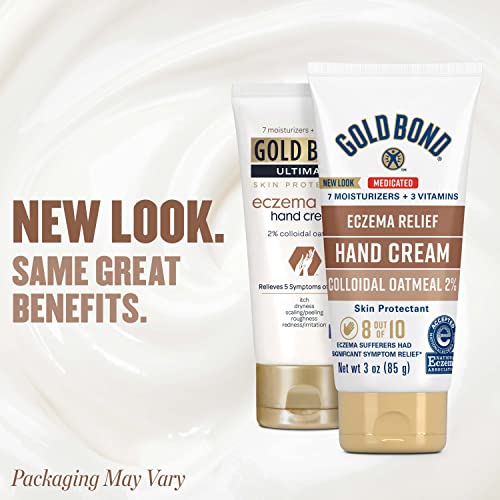 Gold Bond Medicated Eczema Relief Hand Cream, 3 oz, 2% Colloidal Oatmeal | Itchy skin relief, eczema cream that helps calm irritation, colloidal oatmeal cream, fragrance free, 2% colloidial oatmeal