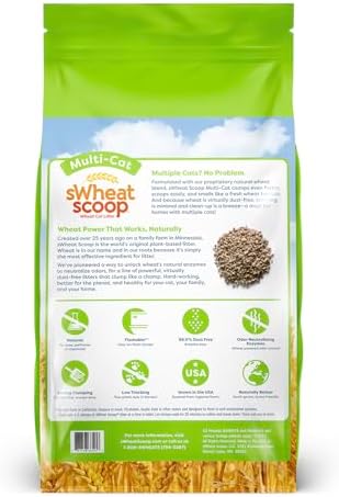 sWheat Scoop Natural Wheat Multi-Cat Litter, Superior Clumping with Odor Neutralizing Enzymes, 25 Pound Bag