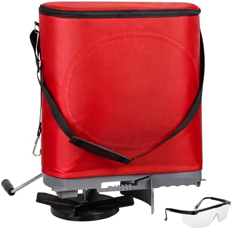 Walensee 25lb Handheld Bag Seed Spreader with Enclosed Metal Gears, Rear Baffle, Adjustable Flow Control, Durable Oxford Bag, Shoulder Strap