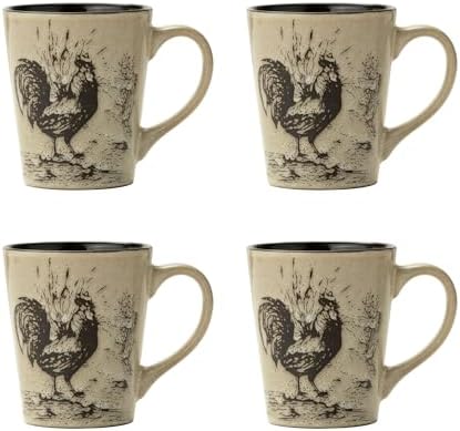 Pfaltzgraff Homespun Rooster 16-Piece Dinnerware Set, Service for 4 Brown