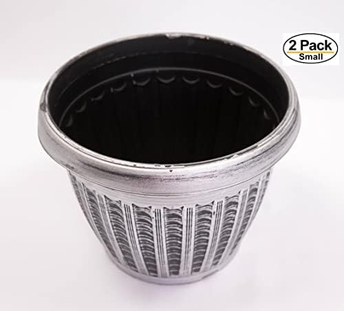 Rustic Flowerpot 10" Planter for Garden Patio Office Ornaments Home Decor Long Lasting Reusable Light Weight (Silver-S)