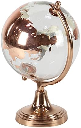 Deco 79 Aluminum Globe with Tiered Base, 9" x 8" x 13", Copper