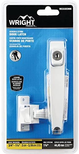 Wright Products - Tie Down Keyed Push Button Door Latch for Screen and Storm Doors, White