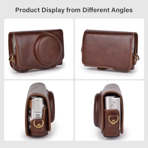 kinokoo Case for Canon PowerShot SX720 HS/SX730 HS/SX740 HS Digital Camera - PU Leather SX740 HS Protective Case Easy Carrying Bag with Adjustable Shoulder Strap - Brown