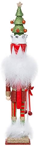 Kurt Adler Hollywood Tree Hat Nutracker, 15-Inch, Red and Green | Free-Standing Collectible Wooden Holiday Decoration