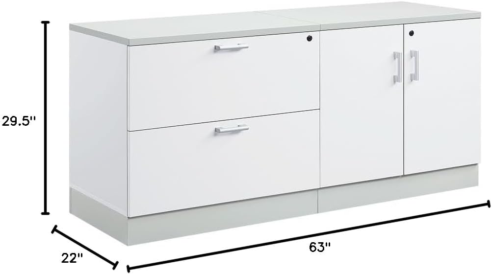 NBF Storage Cabinet Lateral File Combo for Office Organization, White
