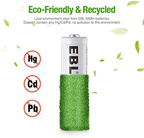 EBL AA Rechargeable Batteries,1.2V NiMH Double A Battery 2800mAh High Capacity Pre-Charged Long Lasting - 4 Pack
