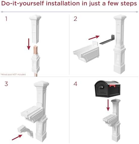 Step2 Atherton Mail Post, Mailbox Not Included, Weather Resistant, Large Outdoor Mailbox Post, Made of Durable Plastic, Easy to Install, Classic White