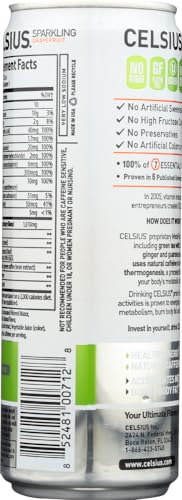 CELSIUS Sparkling Peach Vibe, Functional Essential Energy Drink 12 Fl Oz (Pack of 4)