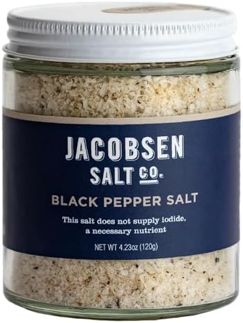 Jacobsen Salt Co. Black Garlic Salt, Kosher, Non-GMO, Umami - 2.5 Oz | Steak Seasoning, Non-Iodized, Made in USA, Sweet Umami Flavored, Kosher Sea Salt, Infused with Garlic