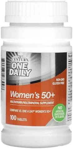 21st Century One Daily Women's 50+ Multivitamin Tablets, 100 Count | Complete Daily Multivitamin, Compare VS. One A Day® Women's 50+, Women Over 50 with Memory, Bone Strength, Everyday Wellness