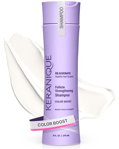 Keranique Keratin Amino Complex Color Boost Scalp Revitalizing Shampoo for Treated Hair, 8 oz - Sulfate, Paraben, Dye Free, Protects Cuticle