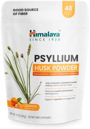 Himalaya USDA Organic Psyllium Whole Husk Powder, Natural Daily Fiber Supplement, Regularity, Appetite Management, Non-GMO, 56-Tablespoon Supply, Unflavored, 12 Oz