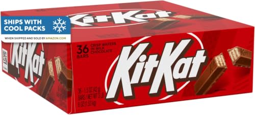 KIT KAT Milk Chocolate Wafer Candy Bars, 1.5 oz, 36 ct | Crisp Wafers Covered in Milk Chocolate, Kosher, Individually Wrapped Chocolate Candy for Lunch Boxes and Sharing, 36 ct