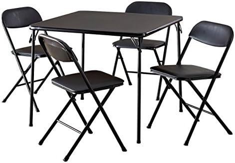 Mainstays 5 Piece Card Table and Chair Set, Black