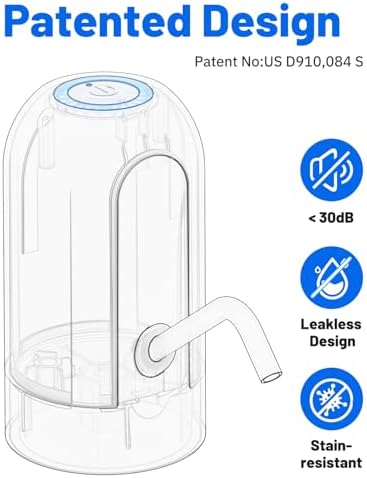 Myvision 5 Gallon Water Dispenser,Portable USB Charging Water Bottle Pump