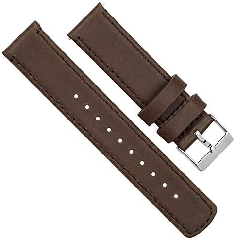 BARTON WATCH BANDS 20mm Saddle Brown Quick Release Top Grain Leather Watch Band Strap