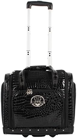 Kathy Van Zeeland Croco PVC Designer Underseat Luggage - 15 Inch Carry On Suitcase for Women- Lightweight Under Seat Bag with 2-Rolling Spinner Wheels (Burgundy)