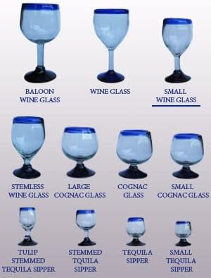 Cobalt Blue Rim 13 oz Wine Glasses (set of 6), Recycled Glass, Lead-free, Toxin-Free (13oz Wine)
