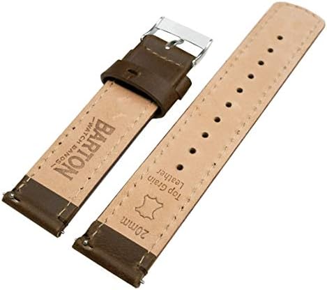 BARTON WATCH BANDS 20mm Saddle Brown Quick Release Top Grain Leather Watch Band Strap