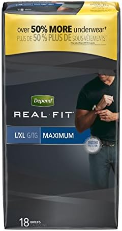 Depend Real Fit Adult Diapers, Incontinence Underwear for Men, Disposable, Maximum Absorbency, Small/Medium, Grey, 56 Count (2 Packs of 28), Packaging May Vary