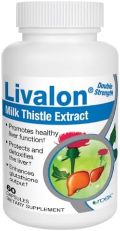 Roex Vitamins | Livalon | Milk Thistle Extract | 80% Silymarin | Natural Liver Detox | Vegetable Capsules | 60 Count