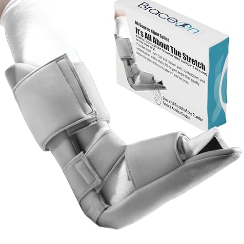 Brace On 90 Degree Night Splint, 3 Straps, Adjustable, Foam Wedge, Medium | Fits Men's Shoe Size 6-8 and Women's 7.5-9.5, Overnight Positioning, Ultra-Soft Materials, Removable Foam Wedge
