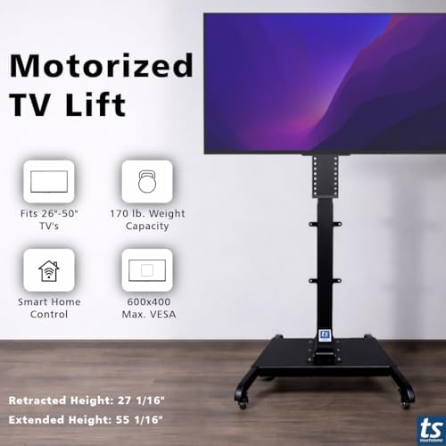 Touchstone Valueline 30003 Smart Motorized TV Lift for 26–50” TVs – Pop-Up Cabinet Mount, Alexa & Google Enabled, 5-Year Warranty, 28” Travel, 170 lb Capacity, RF & Wired Remotes