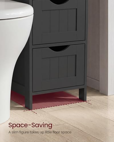 VASAGLE Floor Storage Cabinet, Freestanding Storage Organizer with 4 Drawers, 11.8 x 11.8 x 32.3 Inches, for Living Room, Bathroom, Dining Room, Kitchen, Modern Style, Cloud White ULHC040WH01S