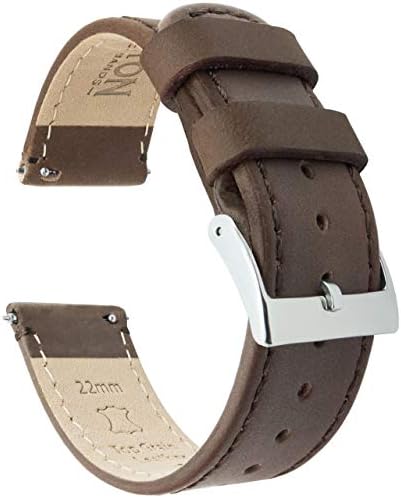 BARTON WATCH BANDS 20mm Saddle Brown Quick Release Top Grain Leather Watch Band Strap