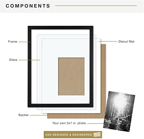 MCS East Village Picture Frame, 18x18 Matted to 12x12, Black, 2-Pack