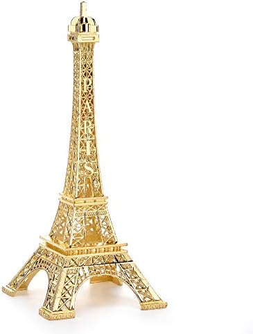 ESHATO Gold Metal Eiffel Tower Statue, 7inch Decorative Figurine Replica Stand Holder for Cake Topper Table Decor Gift Party Home Decoration
