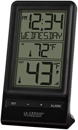 La Crosse Technology 308-1415BW Digital Wireless Thermometer with Time, Black