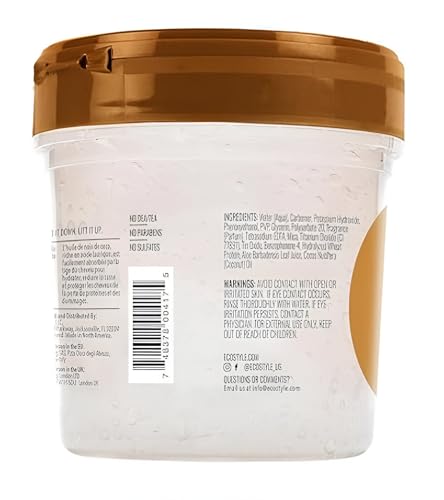 Eco Style Coconut Oil Styling Gel - Adds Luster and Moisturizes Hair - Weightless Styling and Superior Hold - Prevents Breakage and Split Ends - Promotes Scalp Health - Ideal for all Hair - 8 oz