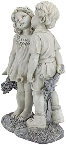Young Sweethearts: Kissing Children Garden Statue