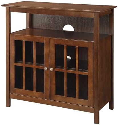 Convenience Concepts Big Sur Highboy TV Stand with Storage Cabinets and Shelves in White Finish