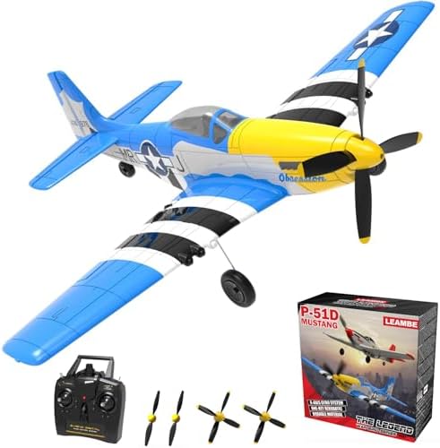 LEAMBE 4 Channel RC Plane, Ready to Fly Aerobatic Aircraft, Easy Control for Beginners, P51 Mustang RC Airplane Best Gift for Adults