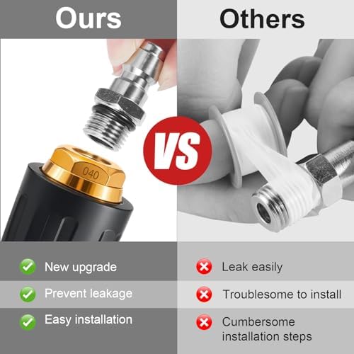 Pressure Washer Tips Turbo Nozzle Pressure Washer 4000 PSI Max Rotating Pressure Washer Nozzle with 2PCS 1/4'' Quick Connect for Cleaning Brick