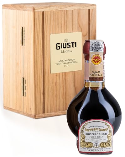 Giusti Traditional Aged Balsamic Vinegar of Modena DOP – 12 Years, Affinato Aceto Balsamico Tradizionale di Modena, Made in Italy Gift Set with Wooden Box – 3.4 fl oz (100 ml) - Pack of 1