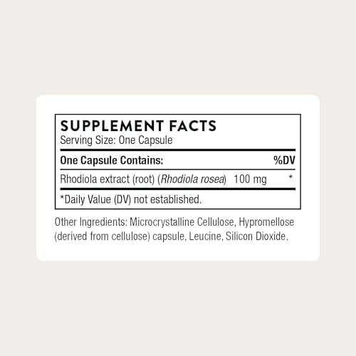 Thorne Rhodiola, 100 mg Rhodiola Rosea Extract, 60 Capsules | Supports a Healthy Stress Response, Mood, Focus & Mental Performance
