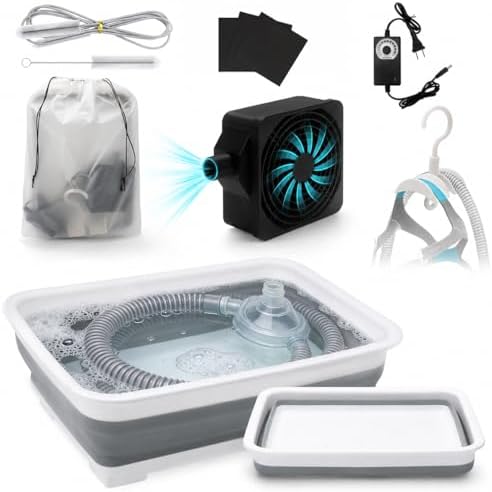 9 Pack CPAP Cleaning Kit with Hose Dryer, Fits 15mm & 22mm Hose | CPAP Cleaner Supplies, 10-Speed Control Dryer, 7ft Tube Cleaning Brush